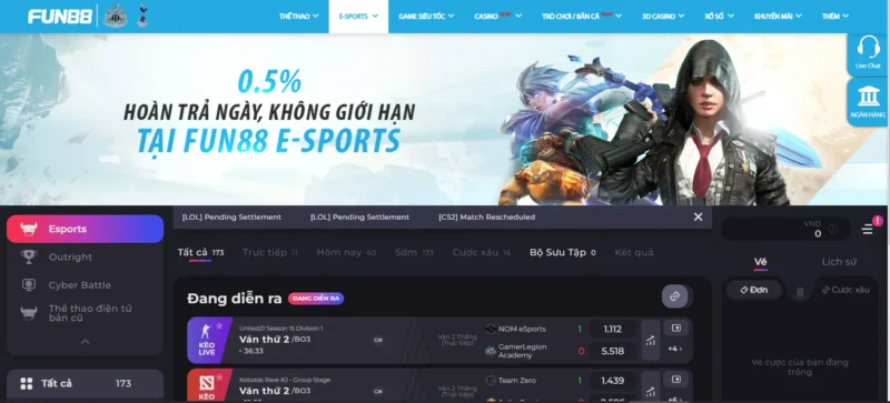 Sảnh cược thể thao Fun 88 Esports